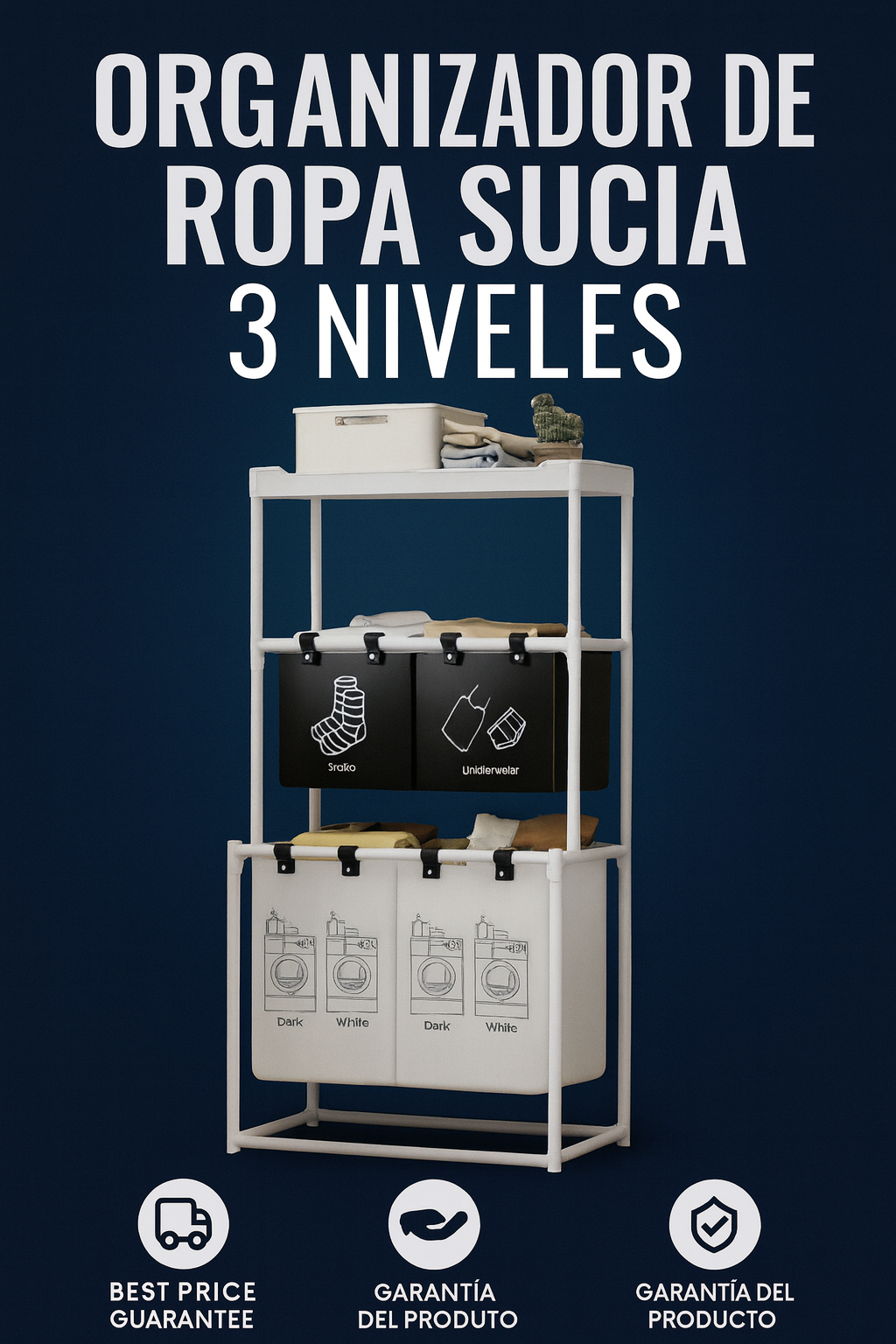 Organizador De Ropa Sucia 3 Niveles
