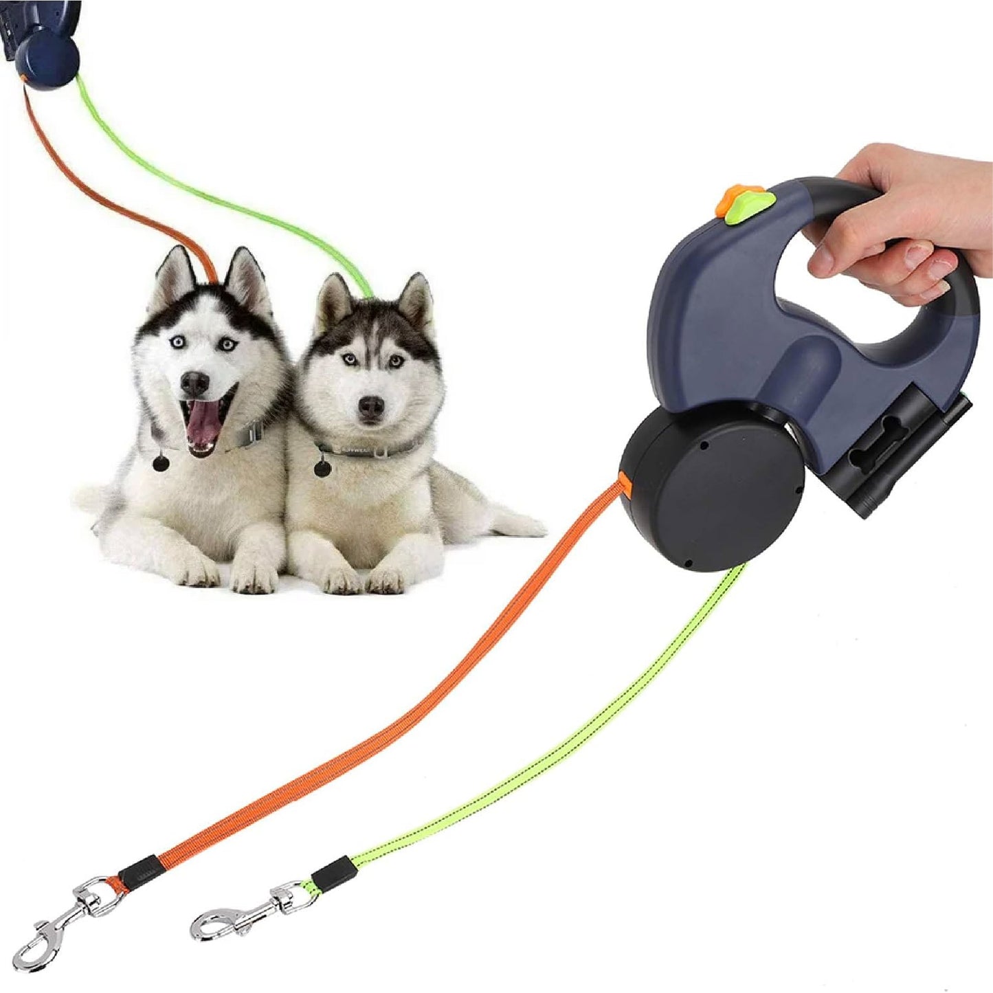Correa Retráctil Doble Para Dos Perros