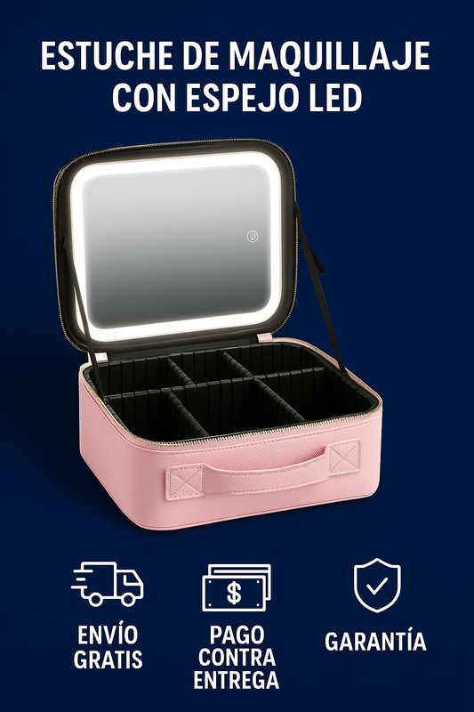 Estuche De Maquillaje Con Espejo Luz Led